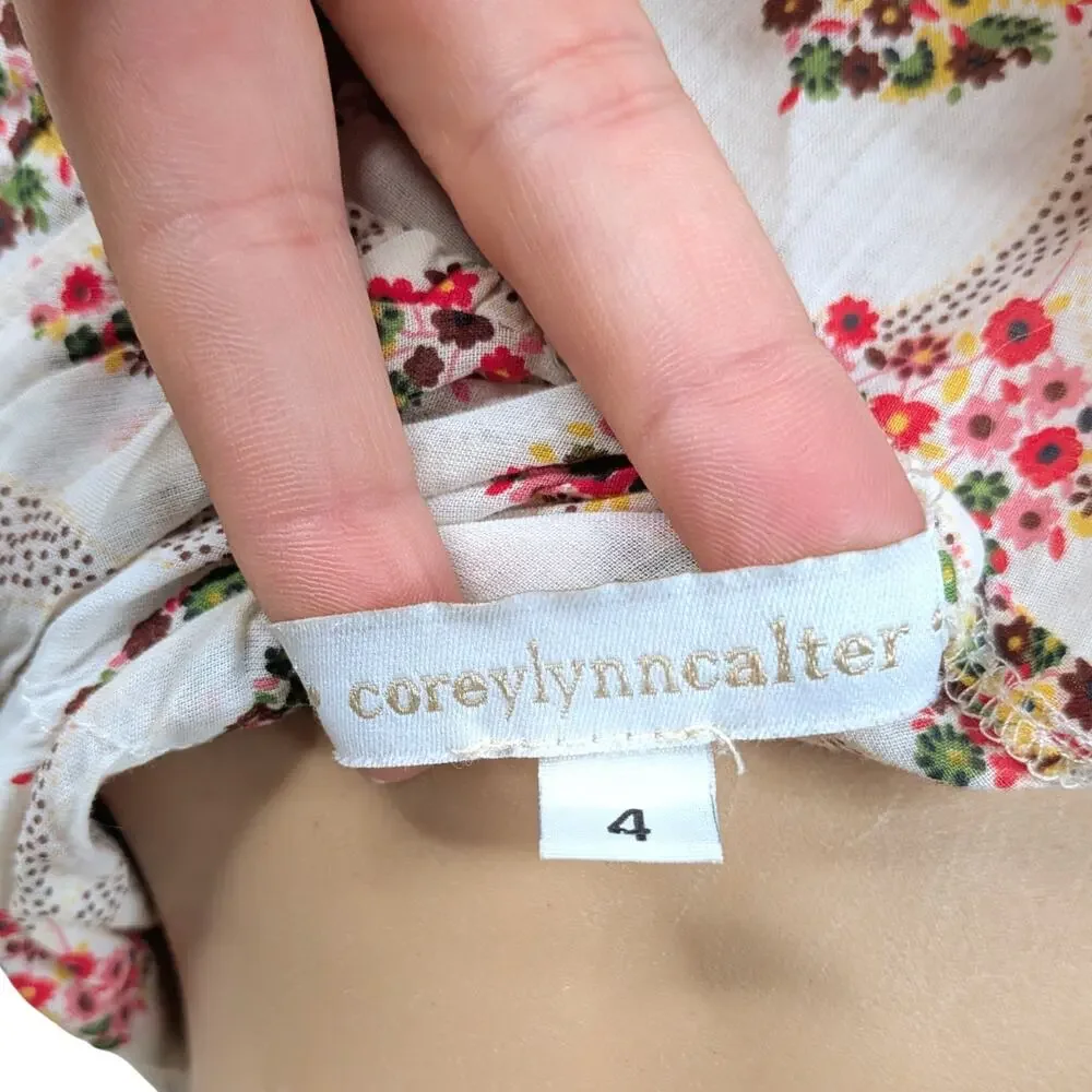 Corey Lynn Calter Vintage Y2K Cotton Shift Dress Eyelet Lace Flutter Sleeve 4